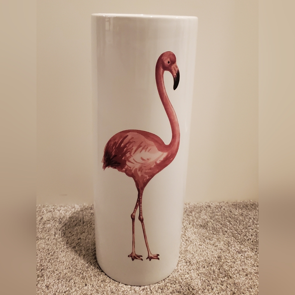 💝*NEW- Flamingo White Vase 14" Height -5" Diameter